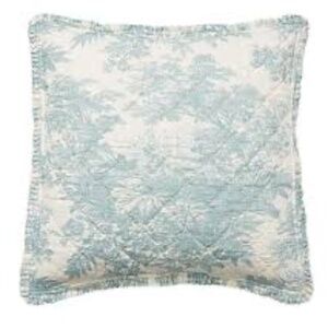 Pottery Barn Matine Toile Quilted Euro Sham Porcelain Blue NWT